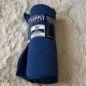 London Fog Navy Cooling Throw Quilted Blanket